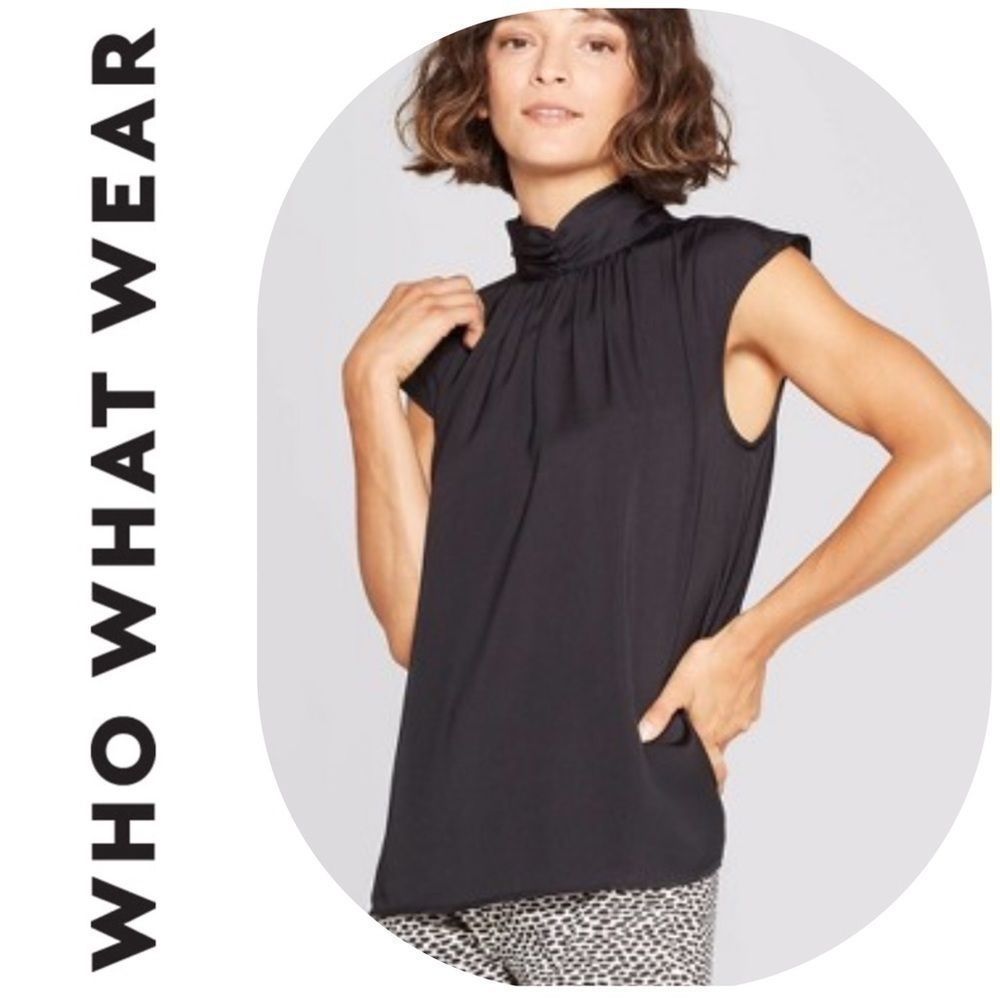 Who What Wear NWOT Black sleeveless Mock Shirt